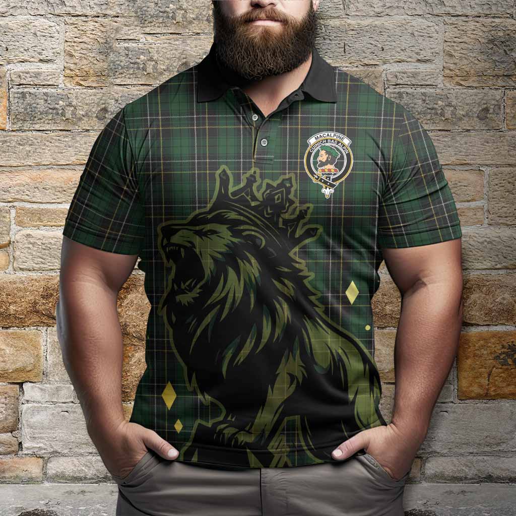 MacAlpine (MacAlpin) Tartan Family Crest Polo Shirt Crowned Lion Roaring