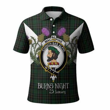 MacAlpine (MacAlpin) Tartan Family Crest Polo Shirt Scottish Burns Night Thistle Floral