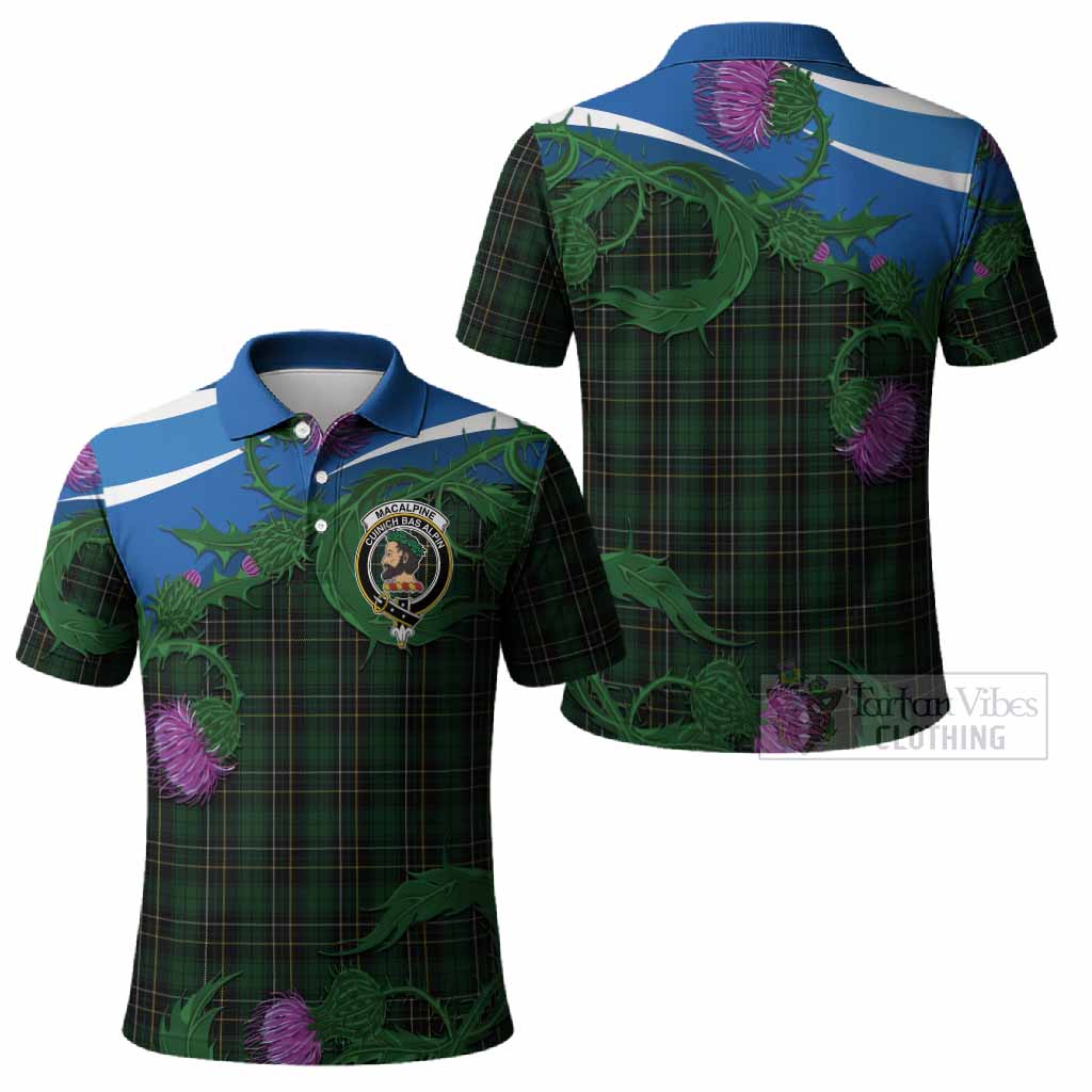 MacAlpine (MacAlpin) Tartan Family Crest Polo Shirt Thistle in Minimalism