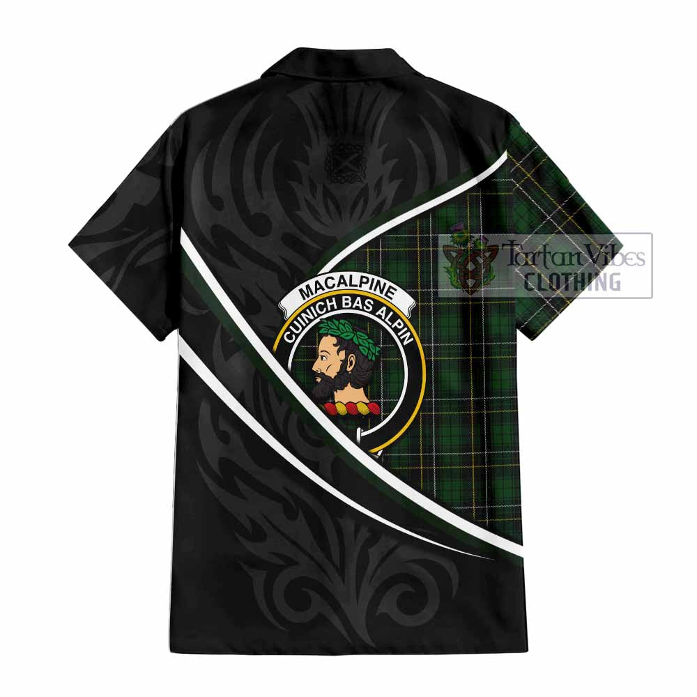 MacAlpine (MacAlpin) Tartan Family Crest Short Sleeve Button Shirt Celtic Scottish Thistle Floral - Tartan Vibes Clothing