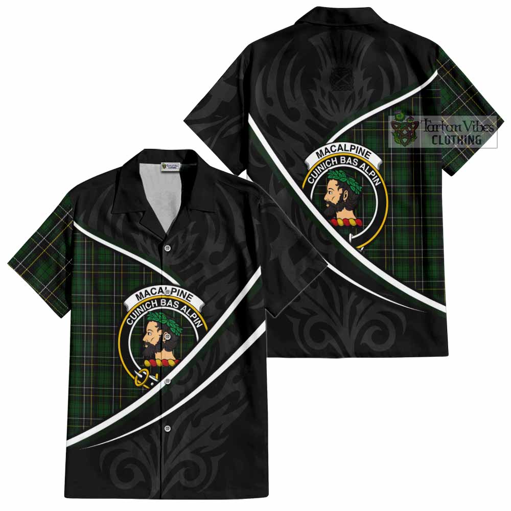 MacAlpine (MacAlpin) Tartan Family Crest Short Sleeve Button Shirt Celtic Scottish Thistle Floral - Tartan Vibes Clothing