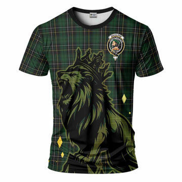 MacAlpine (MacAlpin) Tartan Family Crest T-Shirt Crowned Lion Roaring