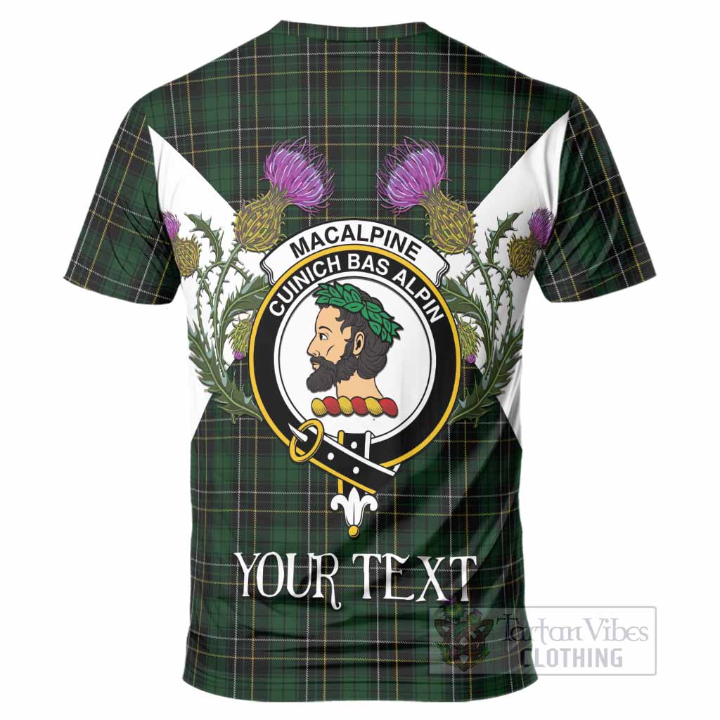 MacAlpine (MacAlpin) Tartan Family Crest T-Shirt Scottish Burns Night Thistle Floral