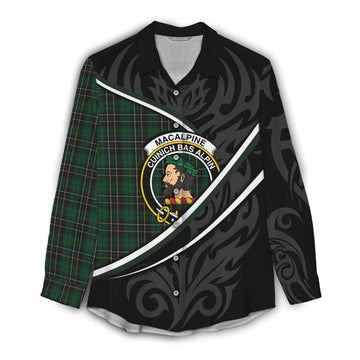 MacAlpine (MacAlpin) Tartan Family Crest Women Casual Shirt Celtic Scottish Thistle Floral - Tartan Vibes Clothing