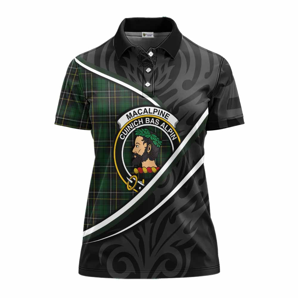 MacAlpine (MacAlpin) Tartan Family Crest Women's Polo Shirt Celtic Scottish Thistle Floral - Tartan Vibes Clothing