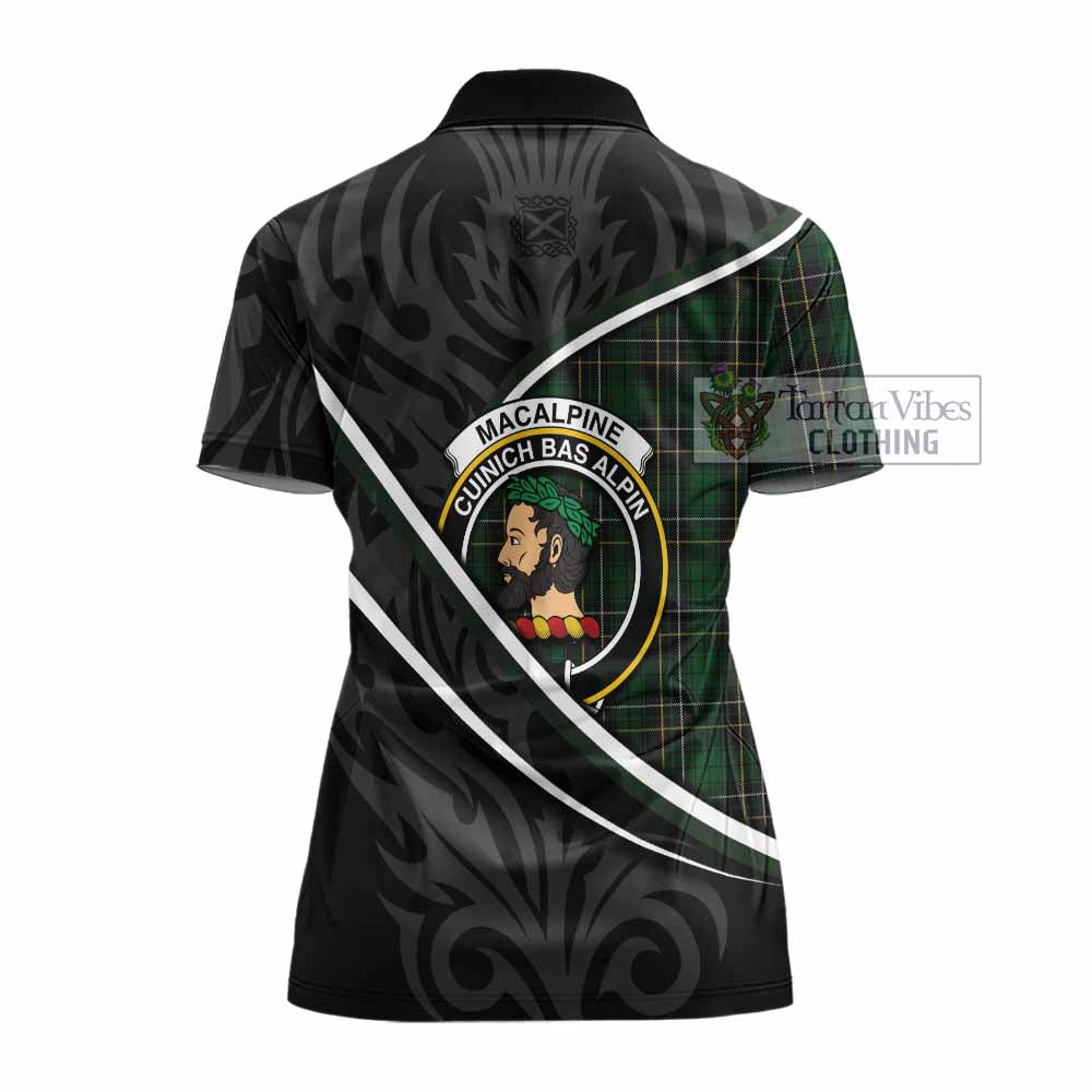 MacAlpine (MacAlpin) Tartan Family Crest Women's Polo Shirt Celtic Scottish Thistle Floral - Tartan Vibes Clothing