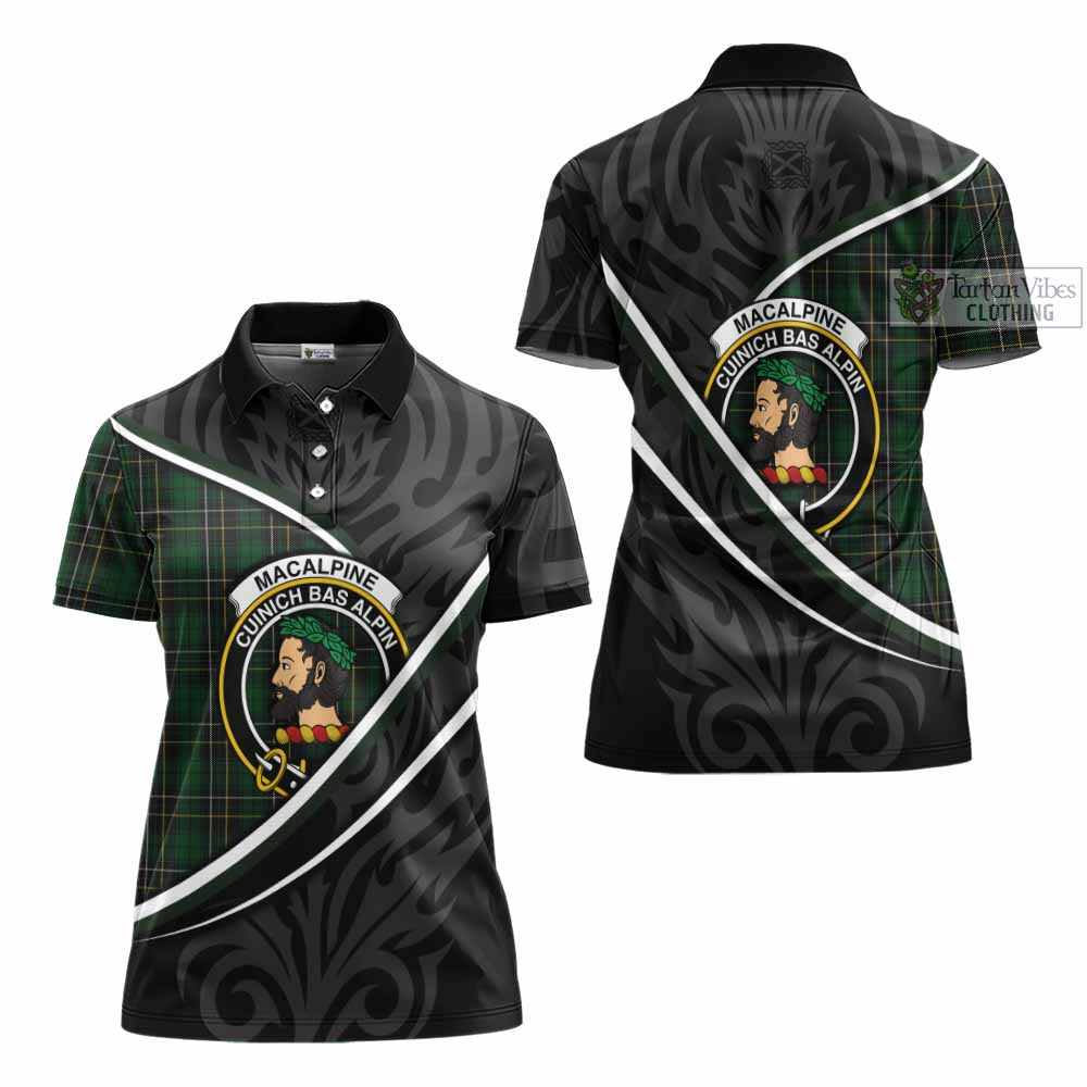 MacAlpine (MacAlpin) Tartan Family Crest Women's Polo Shirt Celtic Scottish Thistle Floral - Tartan Vibes Clothing