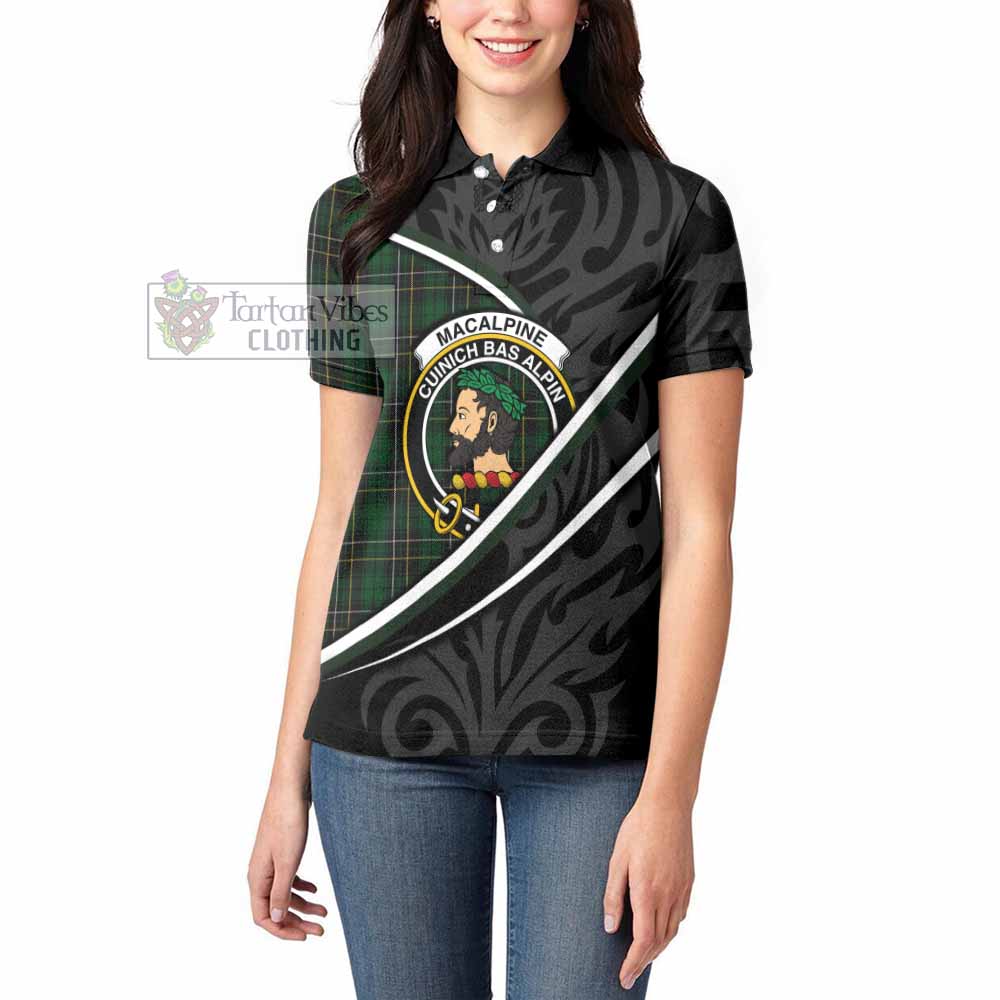 MacAlpine (MacAlpin) Tartan Family Crest Women's Polo Shirt Celtic Scottish Thistle Floral - Tartan Vibes Clothing
