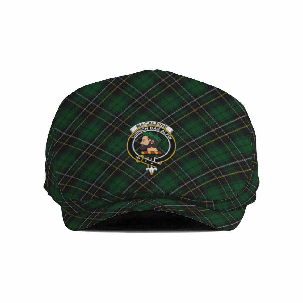 MacAlpine (MacAlpin) Tartan Flat Cap, Jeff Cap Cross Style with Family Crest - Tartan Vibes Clothing