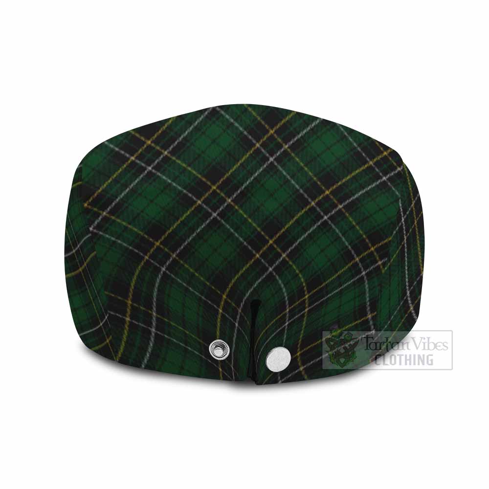 MacAlpine (MacAlpin) Tartan Flat Cap, Jeff Cap Cross Style with Family Crest - Tartan Vibes Clothing