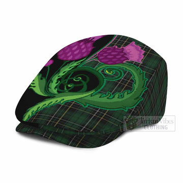 MacAlpine (MacAlpin) Tartan Flat Cap, Jeff Cap Traditional Scottish Thistle