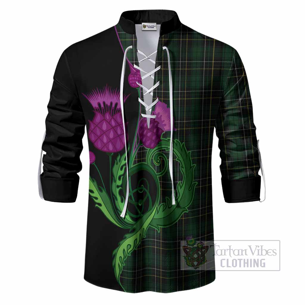 MacAlpine (MacAlpin) Tartan Ghillie Shirt Traditional Scottish Thistle