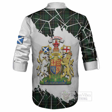 MacAlpine (MacAlpin) Tartan Ghillie Shirt with Family Crest and Lion Rampant Grunge Style