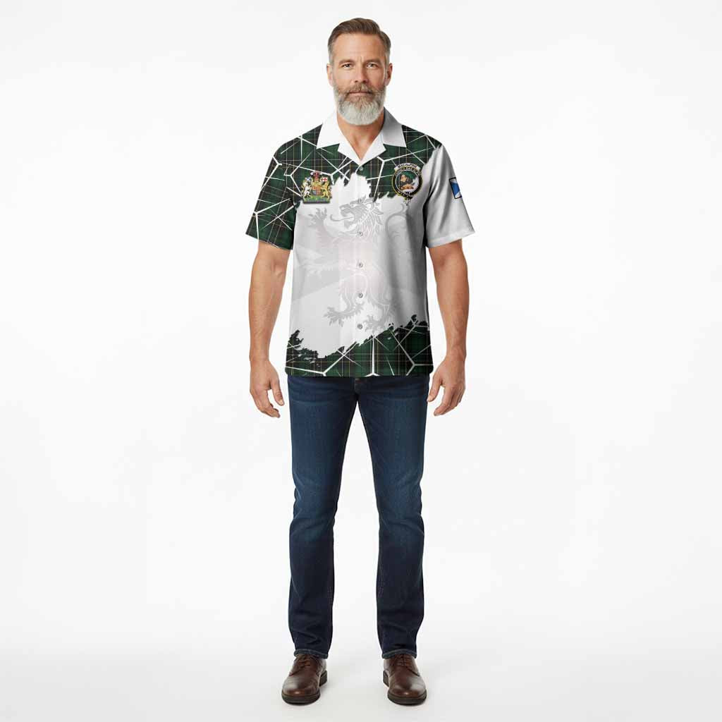 MacAlpine (MacAlpin) Tartan Hawaiian Shirt with Family Crest and Lion Rampant Grunge Style