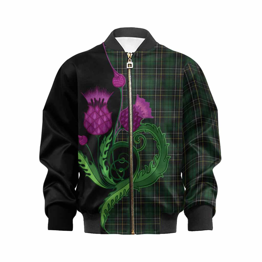 MacAlpine (MacAlpin) Tartan Kid Bomber Jacket Traditional Scottish Thistle