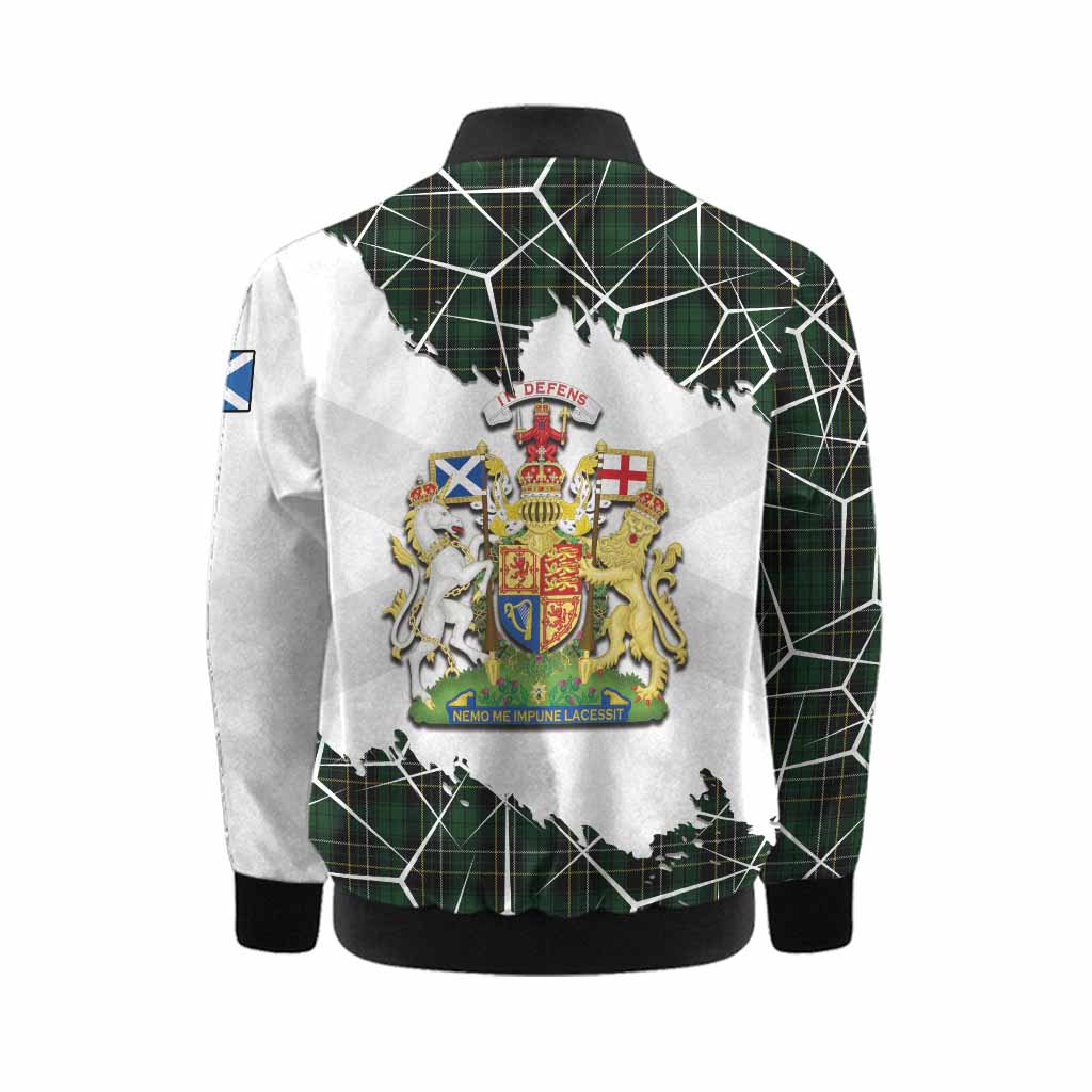 MacAlpine (MacAlpin) Tartan Kid Bomber Jacket with Family Crest and Lion Rampant Grunge Style