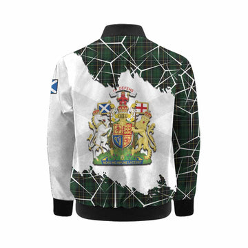 MacAlpine (MacAlpin) Tartan Kid Bomber Jacket with Family Crest and Lion Rampant Grunge Style