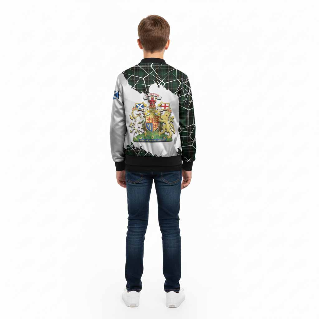 MacAlpine (MacAlpin) Tartan Kid Bomber Jacket with Family Crest and Lion Rampant Grunge Style