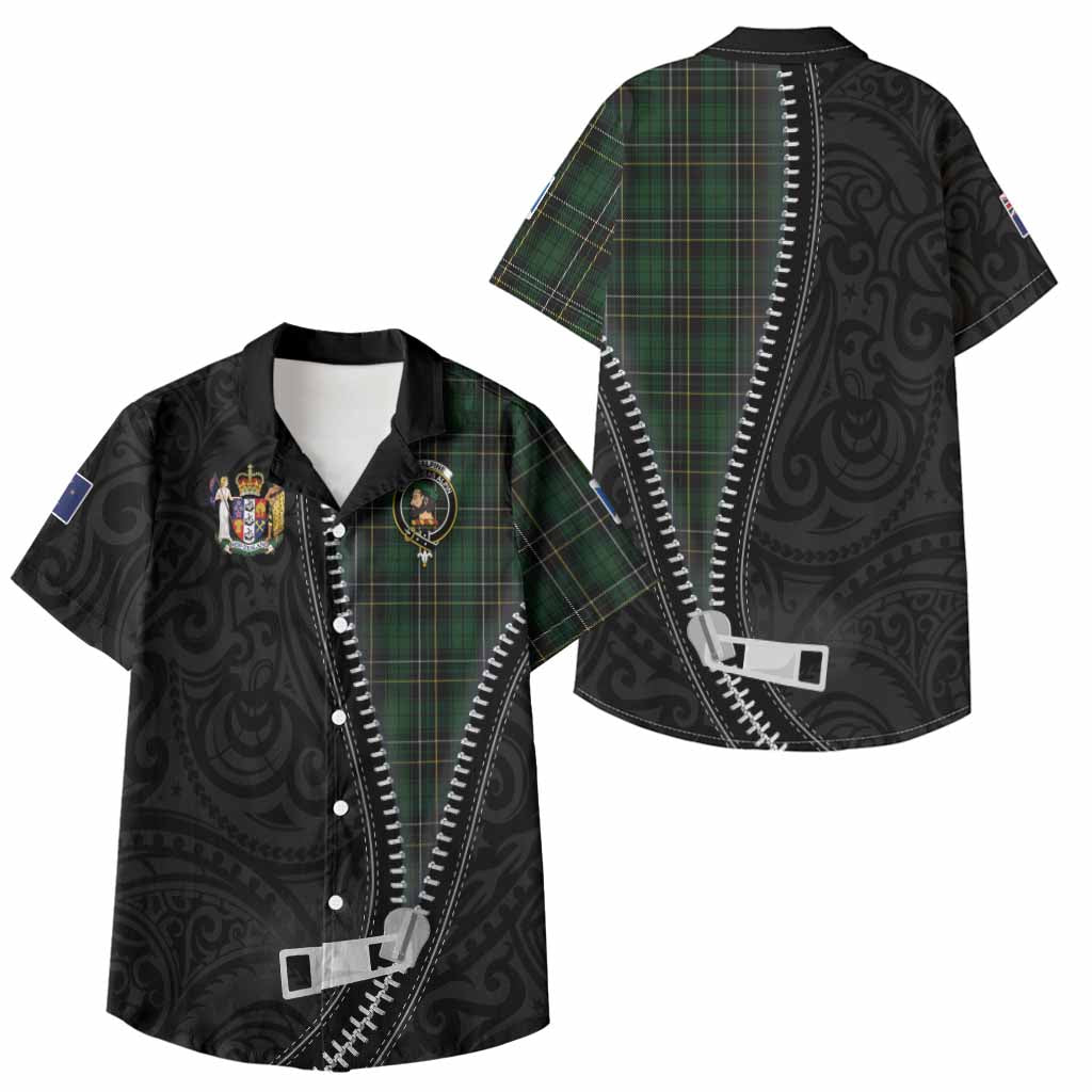 MacAlpine (MacAlpin) Tartan Kid Hawaiian Shirt New Zealand Pattern Unique Zipper Stylized