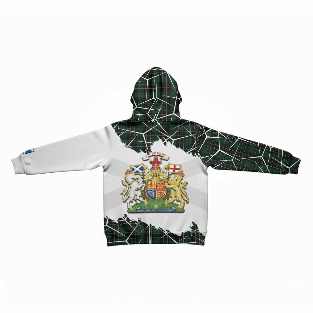 MacAlpine (MacAlpin) Tartan Kid Hoodie with Family Crest and Lion Rampant Grunge Style