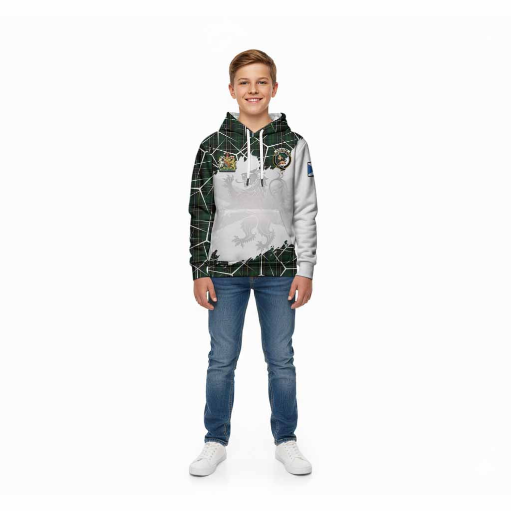 MacAlpine (MacAlpin) Tartan Kid Hoodie with Family Crest and Lion Rampant Grunge Style