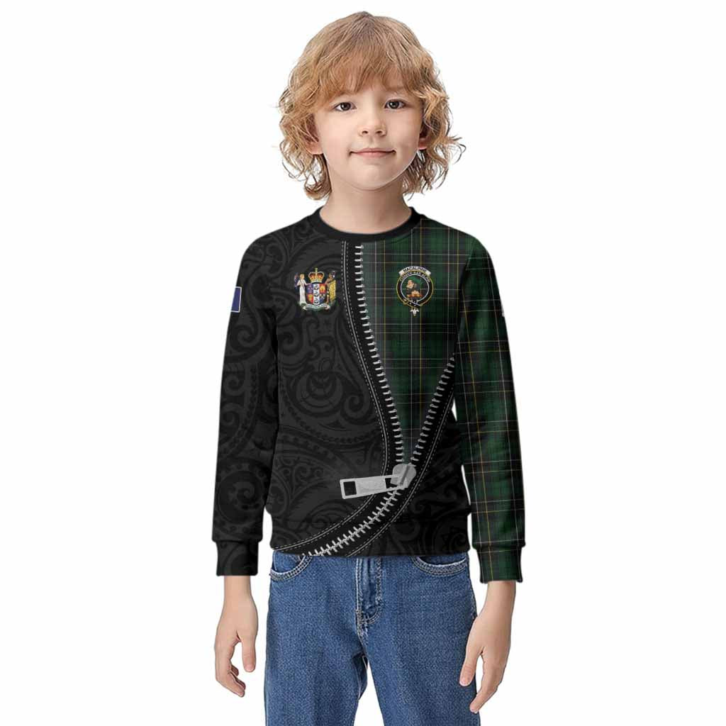 MacAlpine (MacAlpin) Tartan Kid Knitted Sweatshirt New Zealand Pattern Unique Zipper Stylized