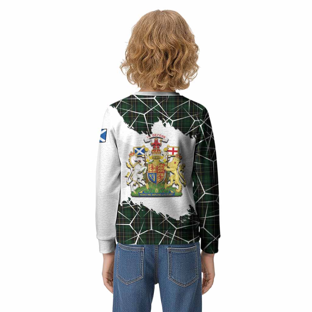 MacAlpine (MacAlpin) Tartan Kid Knitted Sweatshirt with Family Crest and Lion Rampant Grunge Style
