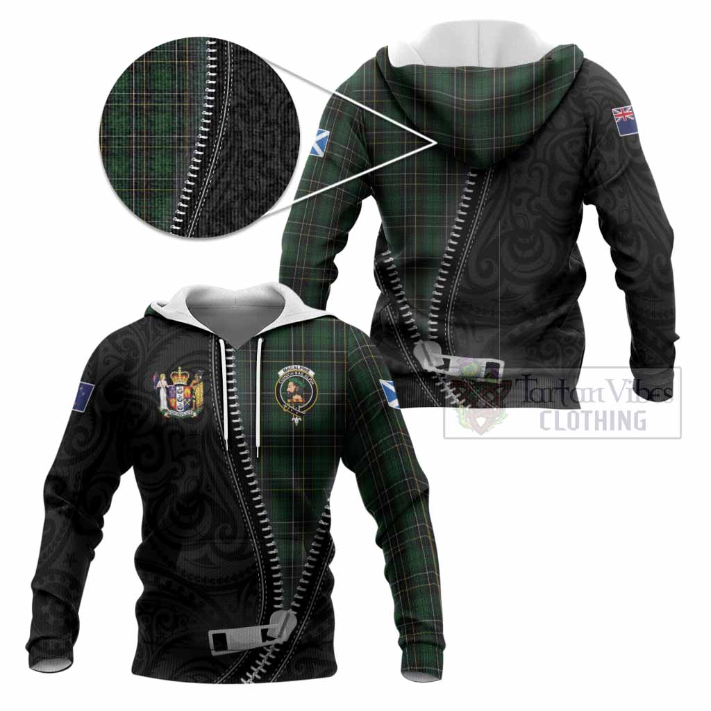 MacAlpine (MacAlpin) Tartan Knitted Hoodie New Zealand Pattern Unique Zipper Stylized