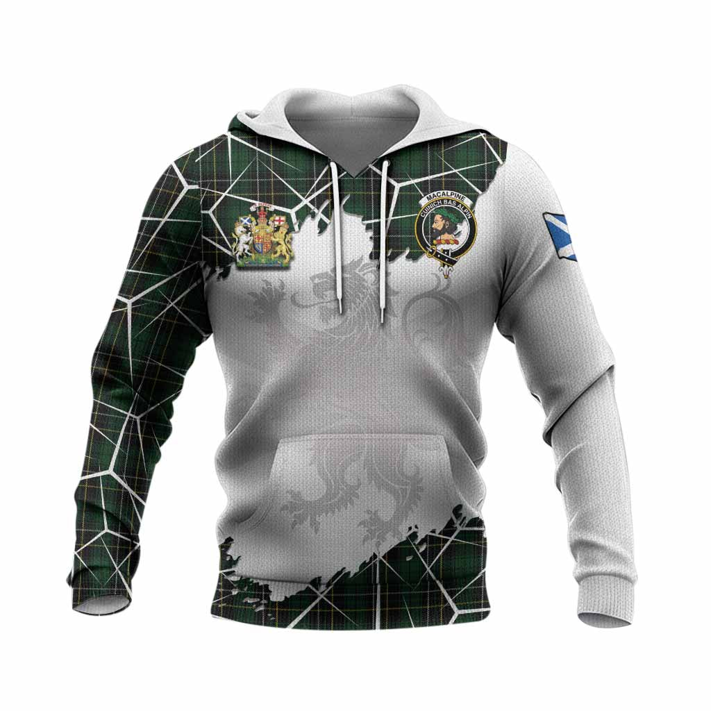 MacAlpine (MacAlpin) Tartan Knitted Hoodie with Family Crest and Lion Rampant Grunge Style