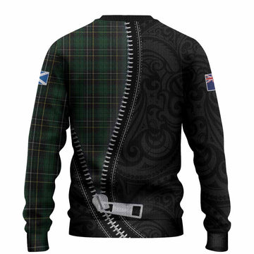 MacAlpine (MacAlpin) Tartan Knitted Sweater New Zealand Pattern Unique Zipper Stylized