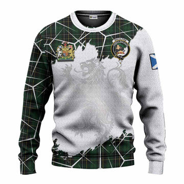 MacAlpine (MacAlpin) Tartan Knitted Sweater with Family Crest and Lion Rampant Grunge Style