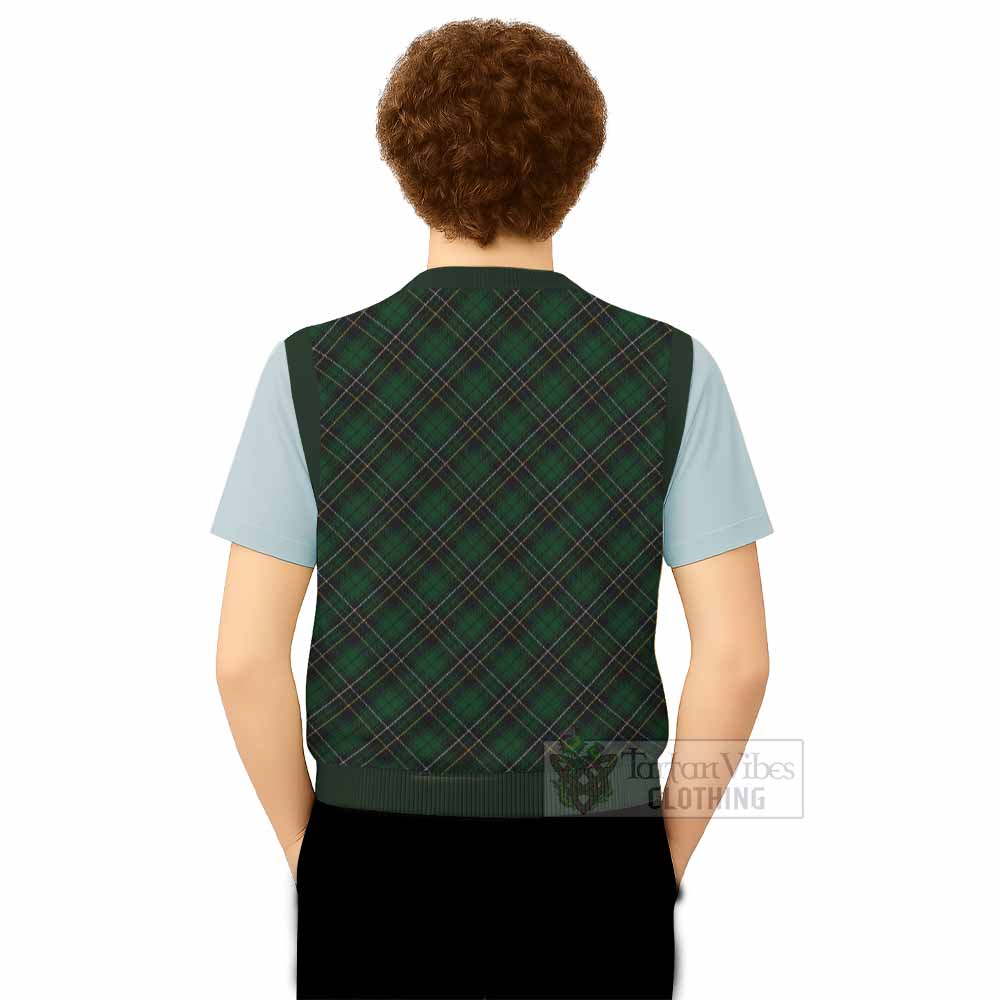MacAlpine (MacAlpin) Tartan Knitted V-Neck Vest with Family Crest Cross Style