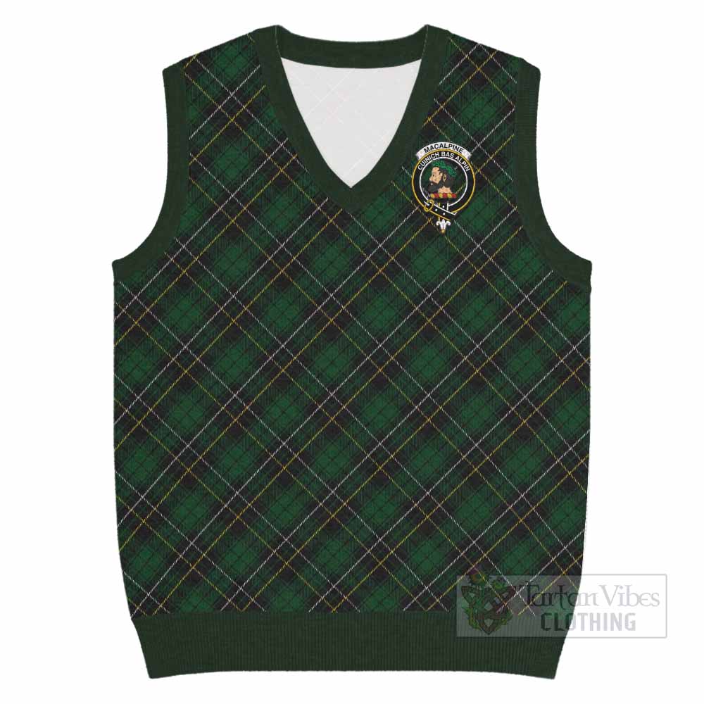 MacAlpine (MacAlpin) Tartan Knitted V-Neck Vest with Family Crest Cross Style