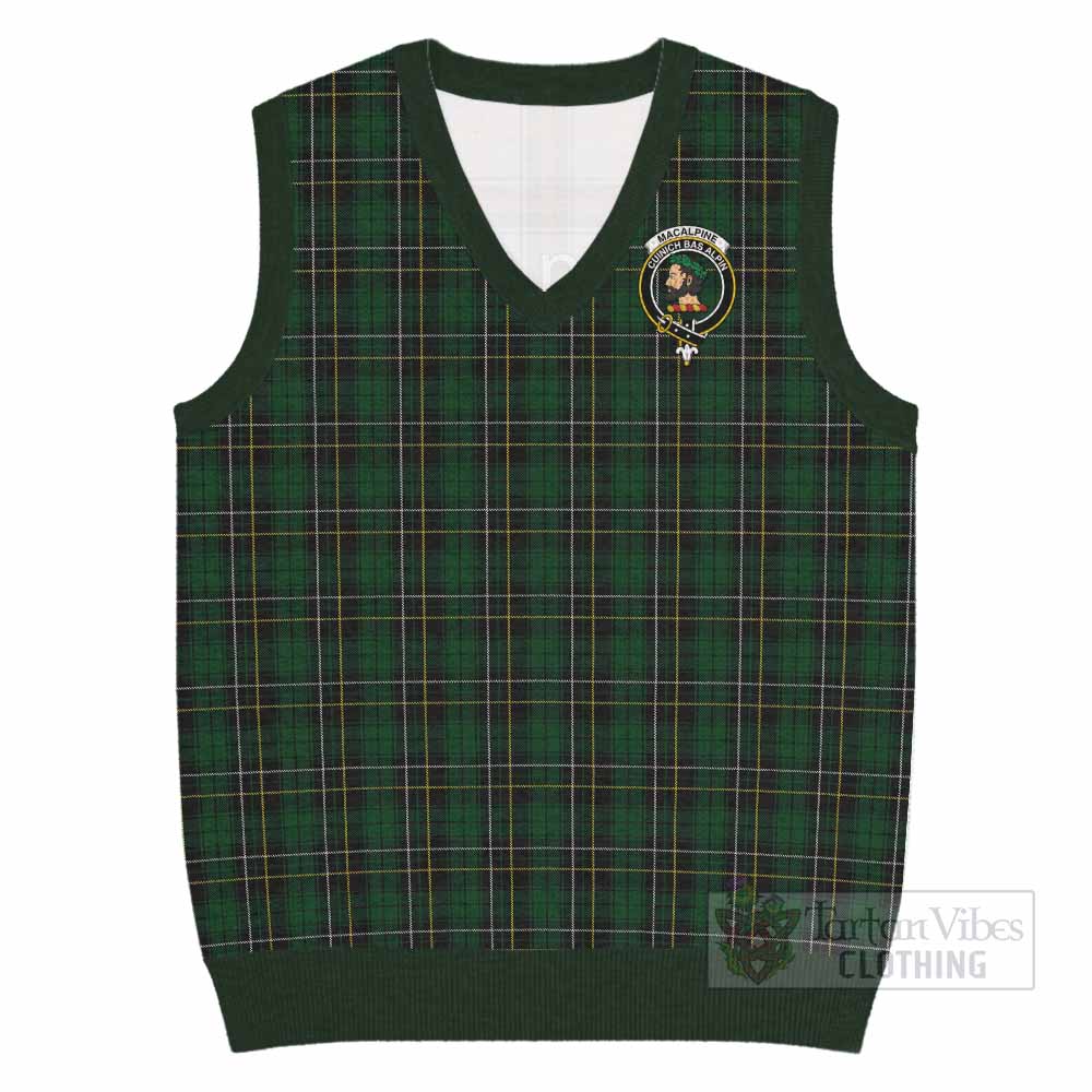 MacAlpine (MacAlpin) Tartan Knitted V-Neck Vest with Family Crest - Tartan Vibes Clothing