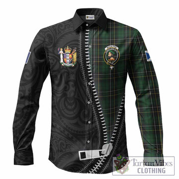 MacAlpine (MacAlpin) Tartan Long Sleeve Button Shirts New Zealand Pattern Unique Zipper Stylized