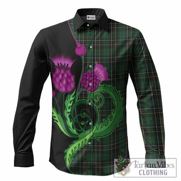 MacAlpine (MacAlpin) Tartan Long Sleeve Button Shirts Traditional Scottish Thistle