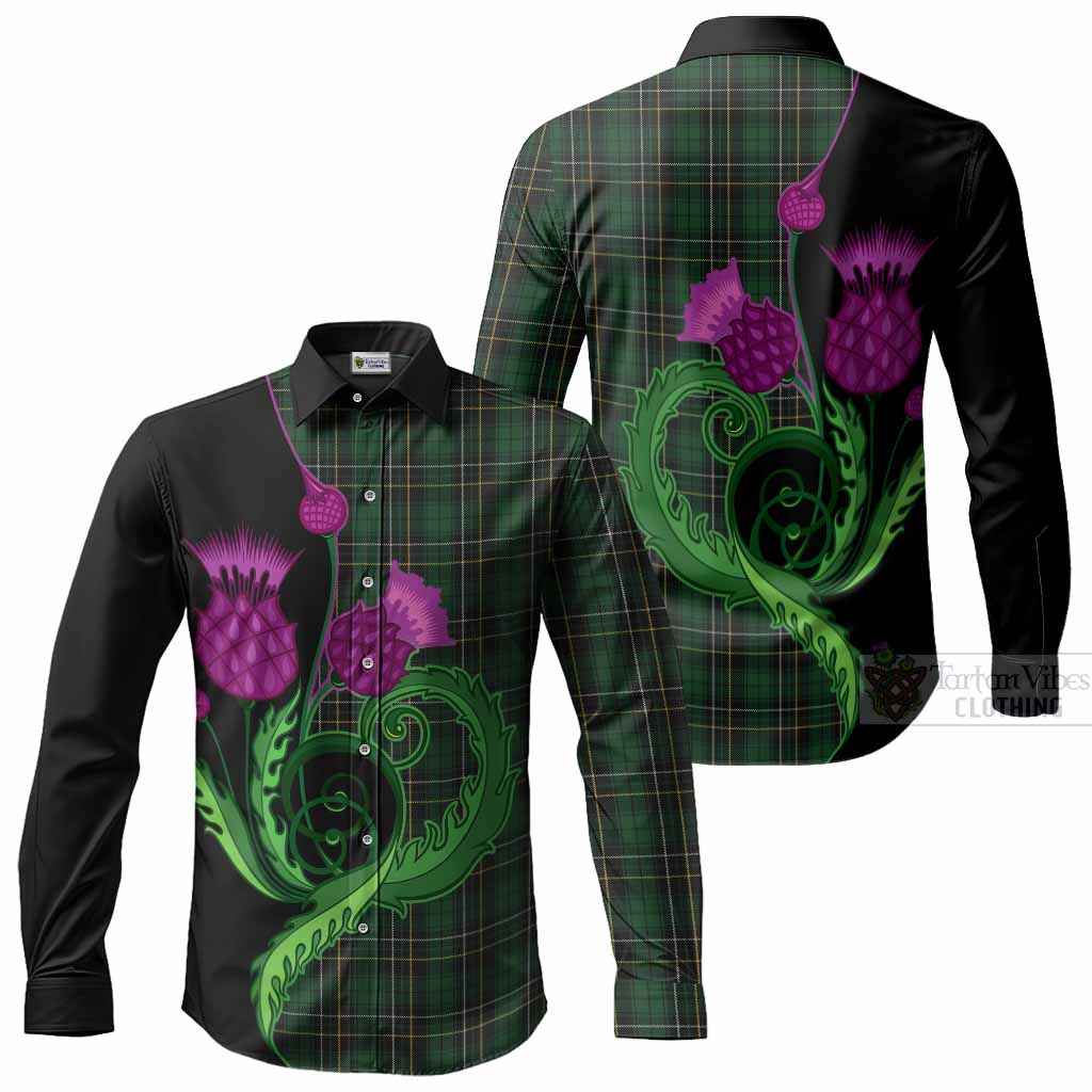 MacAlpine (MacAlpin) Tartan Long Sleeve Button Shirts Traditional Scottish Thistle
