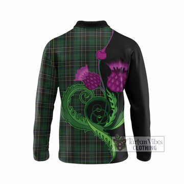 MacAlpine (MacAlpin) Tartan Long Sleeve Polo Shirt Traditional Scottish Thistle