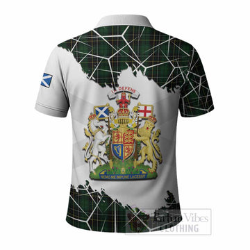 MacAlpine (MacAlpin) Tartan Polo Shirt with Family Crest and Lion Rampant Grunge Style