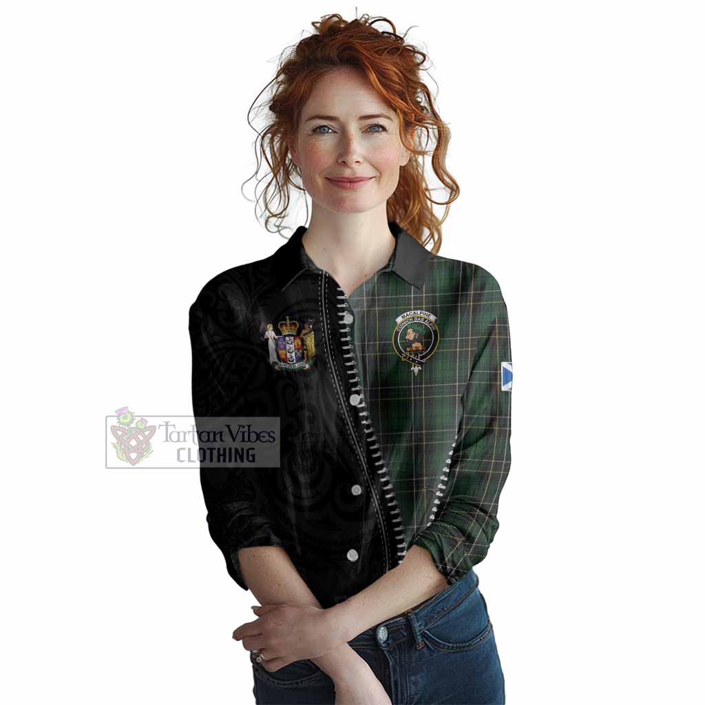 MacAlpine (MacAlpin) Tartan Women Casual Shirt New Zealand Pattern Unique Zipper Stylized