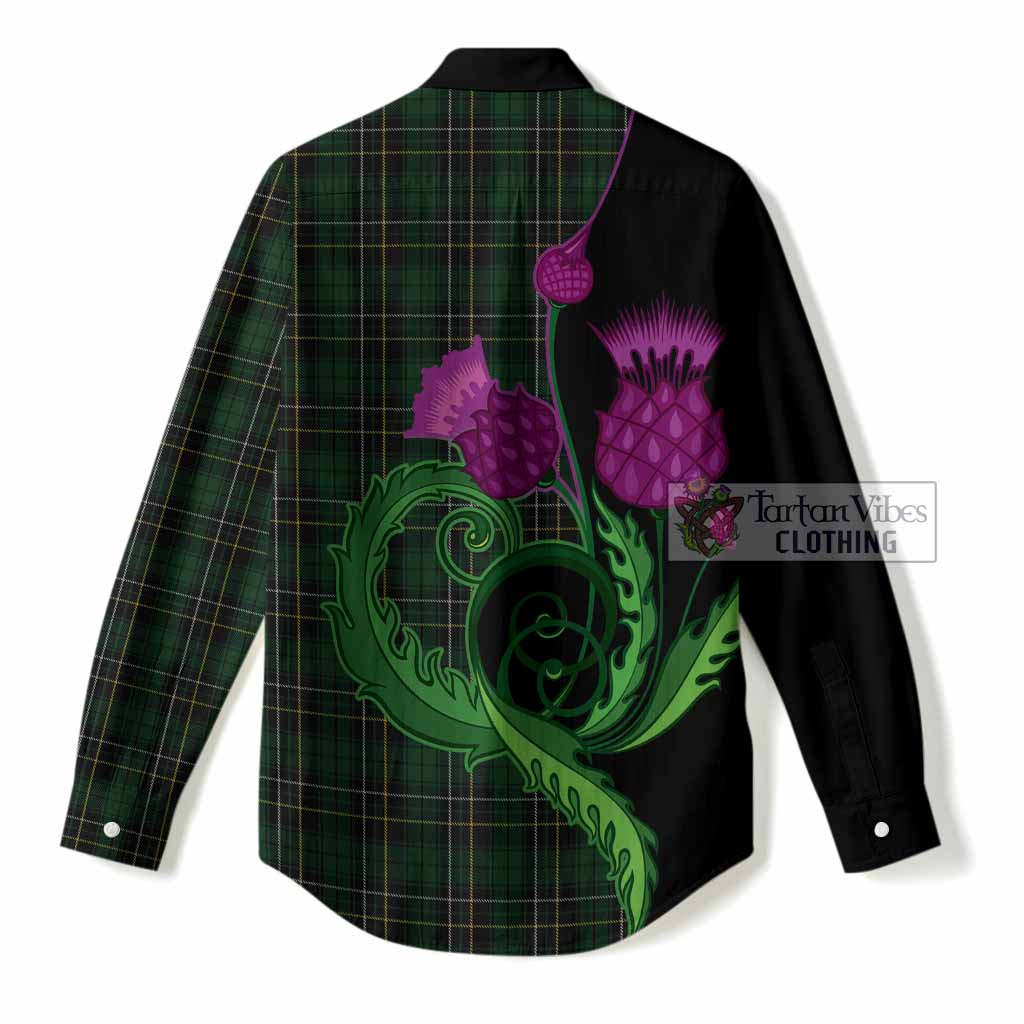 MacAlpine (MacAlpin) Tartan Women Casual Shirt Traditional Scottish Thistle