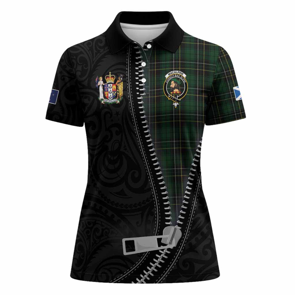 MacAlpine (MacAlpin) Tartan Women Polo Shirt New Zealand Pattern Unique Zipper Stylized