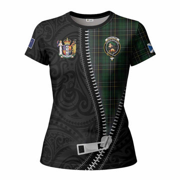 MacAlpine (MacAlpin) Tartan Women T shirt New Zealand Pattern Unique Zipper Stylized