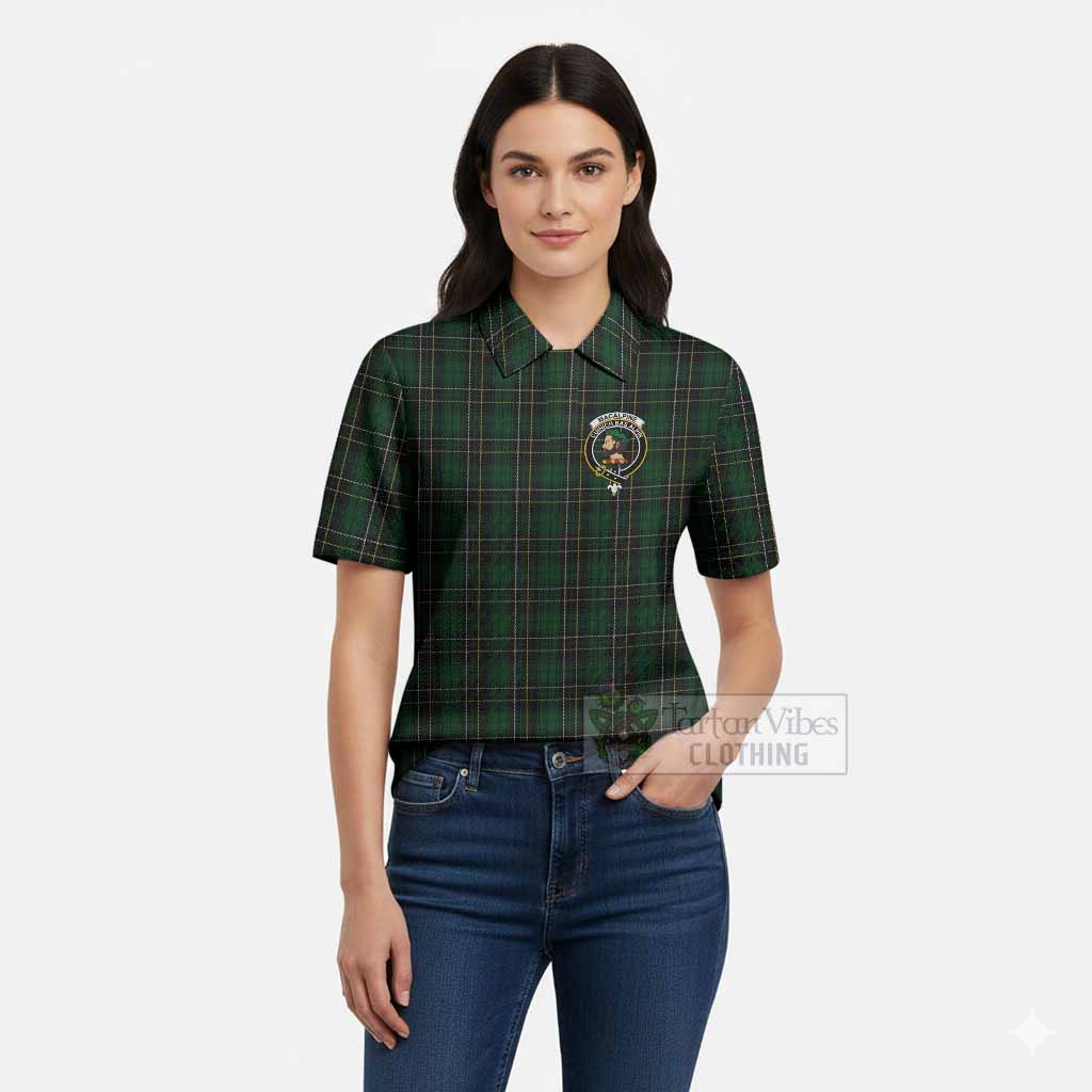 MacAlpine (MacAlpin) Tartan Women’s Polo Sweater Top with Family Crest