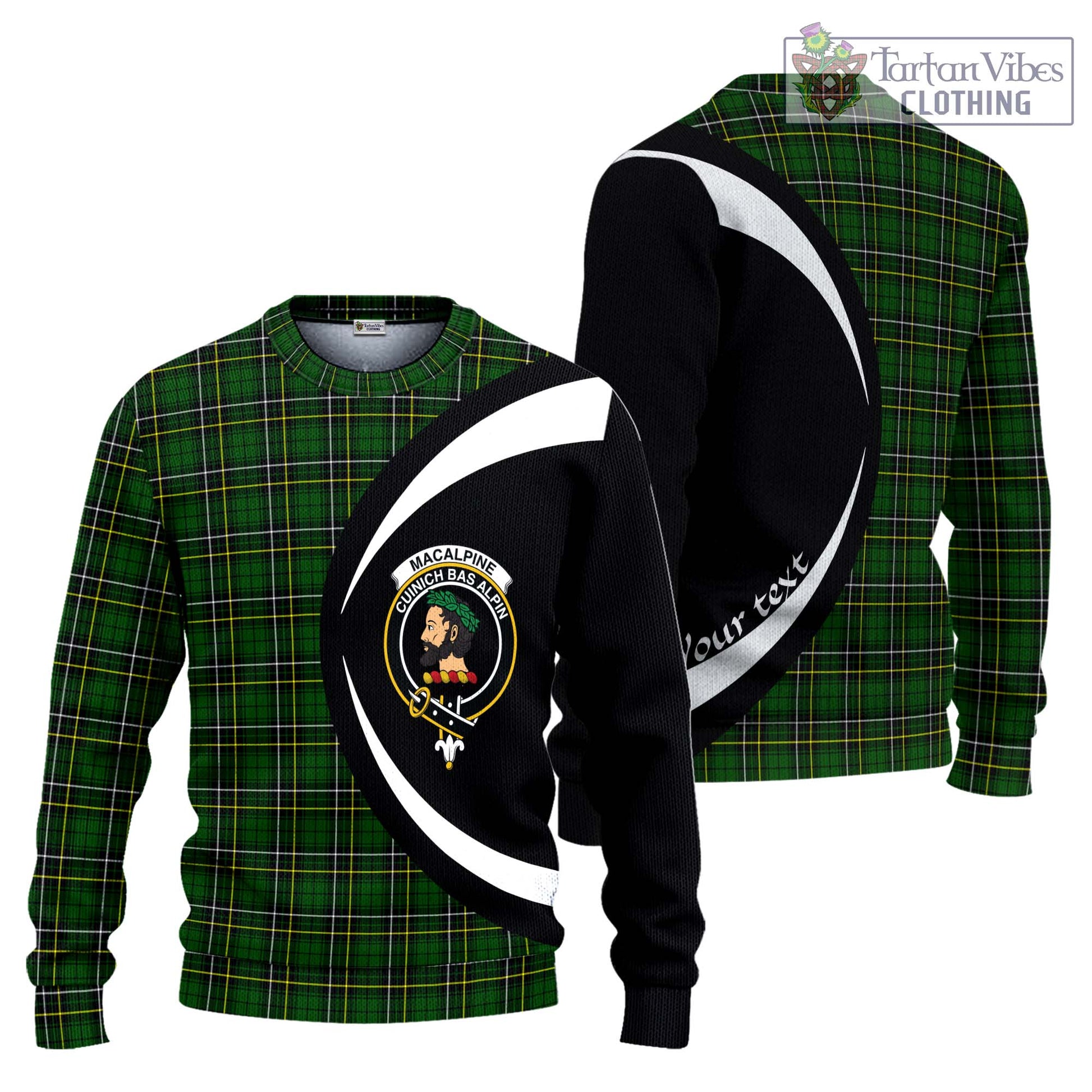 MacAlpine Modern Tartan Ugly Sweater with Family Crest Circle Style Unisex - Tartan Vibes Clothing