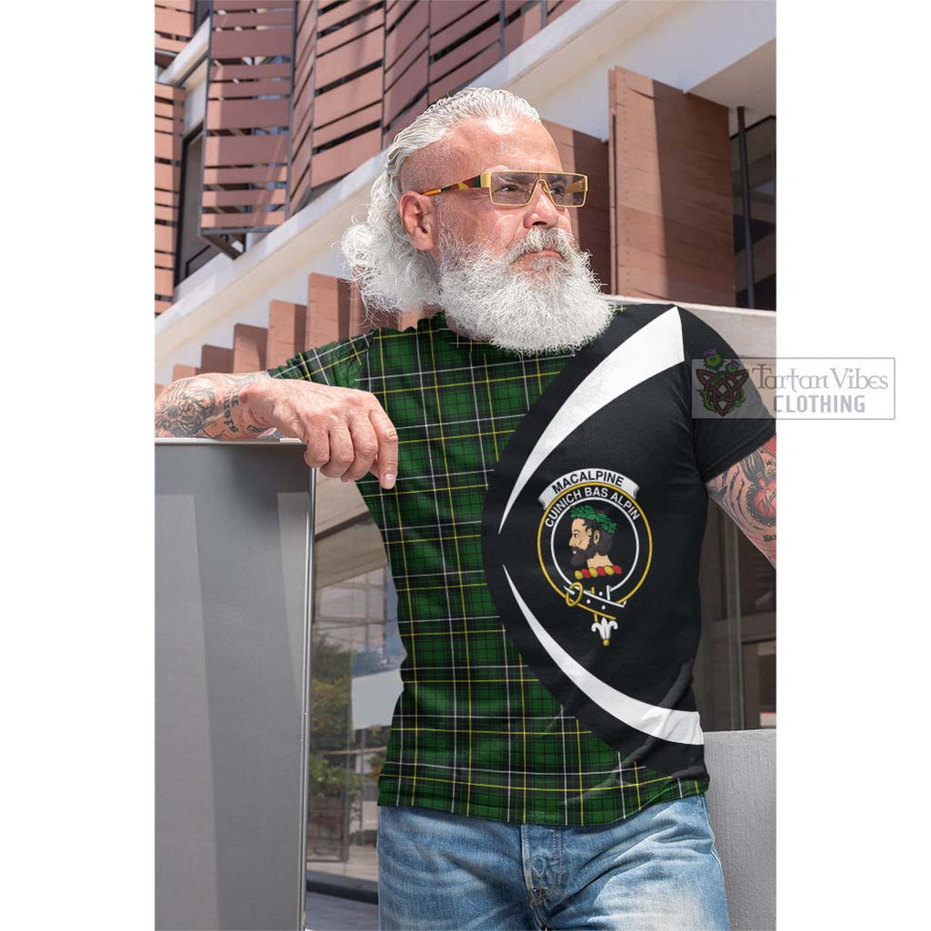 MacAlpine Modern Tartan Cotton T-shirt with Family Crest Circle Style Men's Shirt - Tartan Vibes Clothing