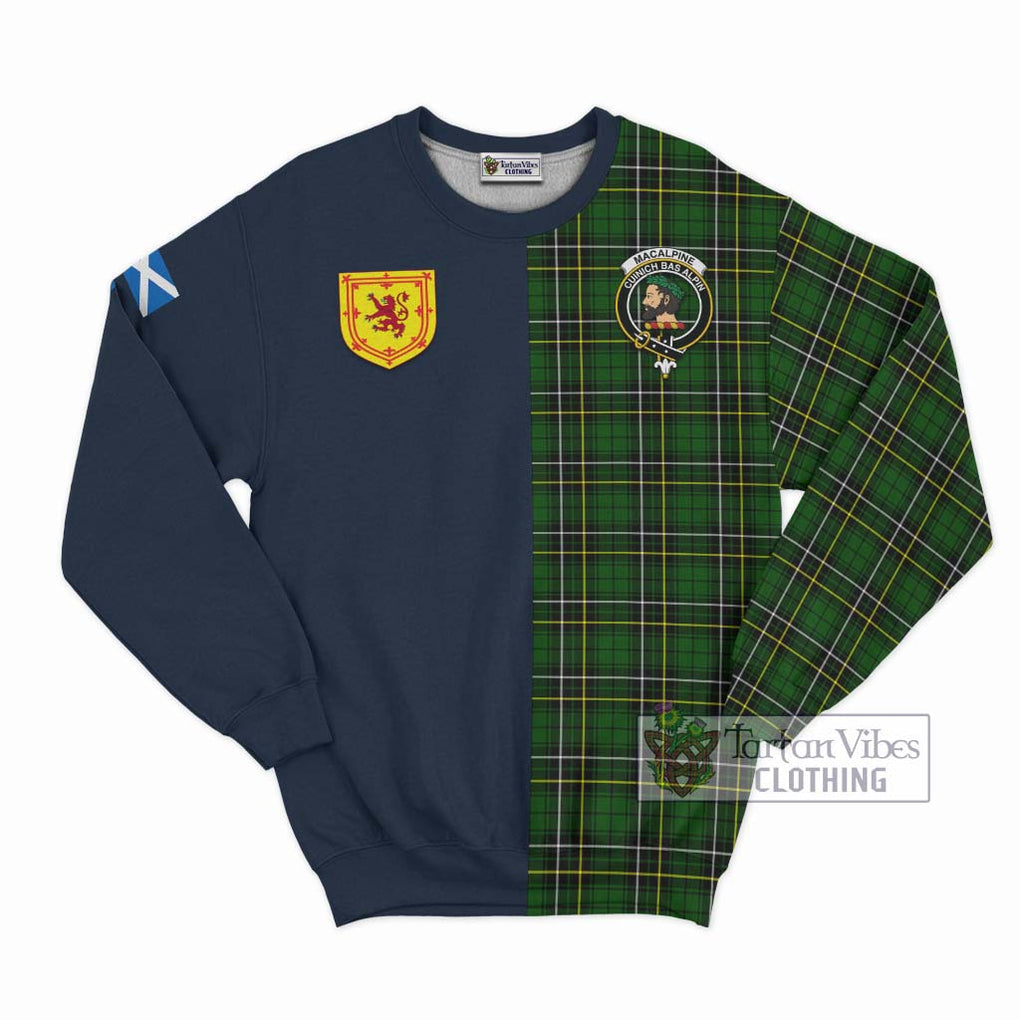 MacAlpine Modern Tartan Sweatshirt Alba with Scottish Lion Royal Arm Half Style Unisex - Tartan Vibes Clothing
