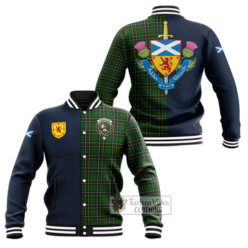 MacAlpine Modern Tartan Baseball Jacket Alba with Scottish Lion Royal Arm Half Style Unisex - Tartan Vibes Clothing