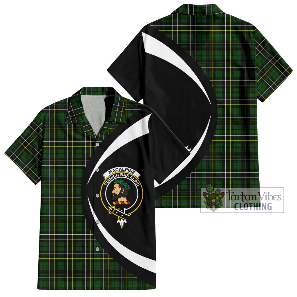 MacAlpine Modern Tartan Hawaiian Shirt with Family Crest Circle Style Kid - Tartan Vibes Clothing