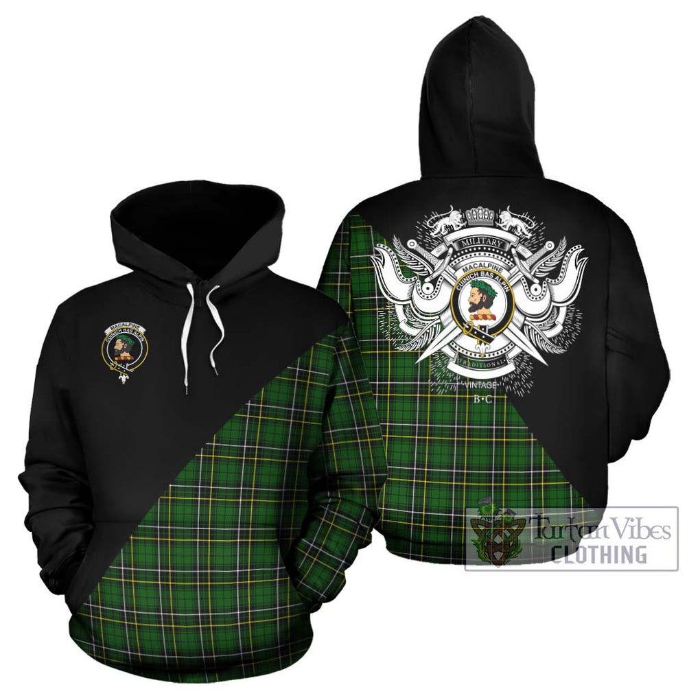 MacAlpine Modern Tartan Hoodie with Family Crest and Military Logo Style Zip Hoodie - Tartan Vibes Clothing